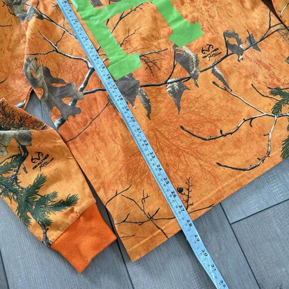 HUF x Realtree Camo Long Sleeve Shirt Sz S Blaze Orange Green H Logo Y2K Street - Picture 7 of 9